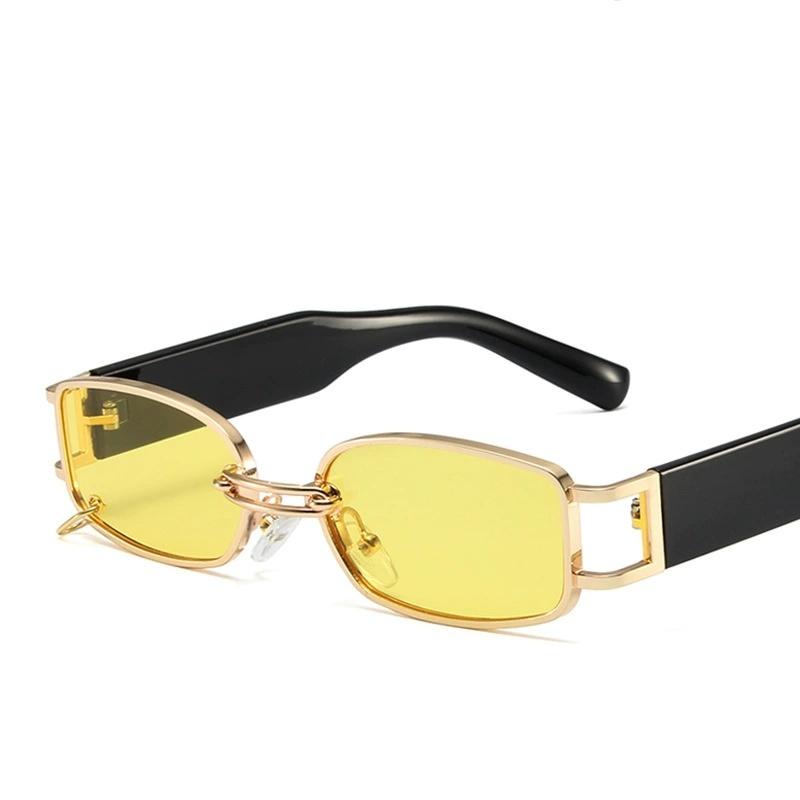 

Модные Панк Квадратные Солнцезащитные Очки Женские Роскошный Бренд Маленькая Оправа Солнцезащитные Очки Женские Прямоугольные Металлические Зеркальные Очки De Sol Feminino жёлтый