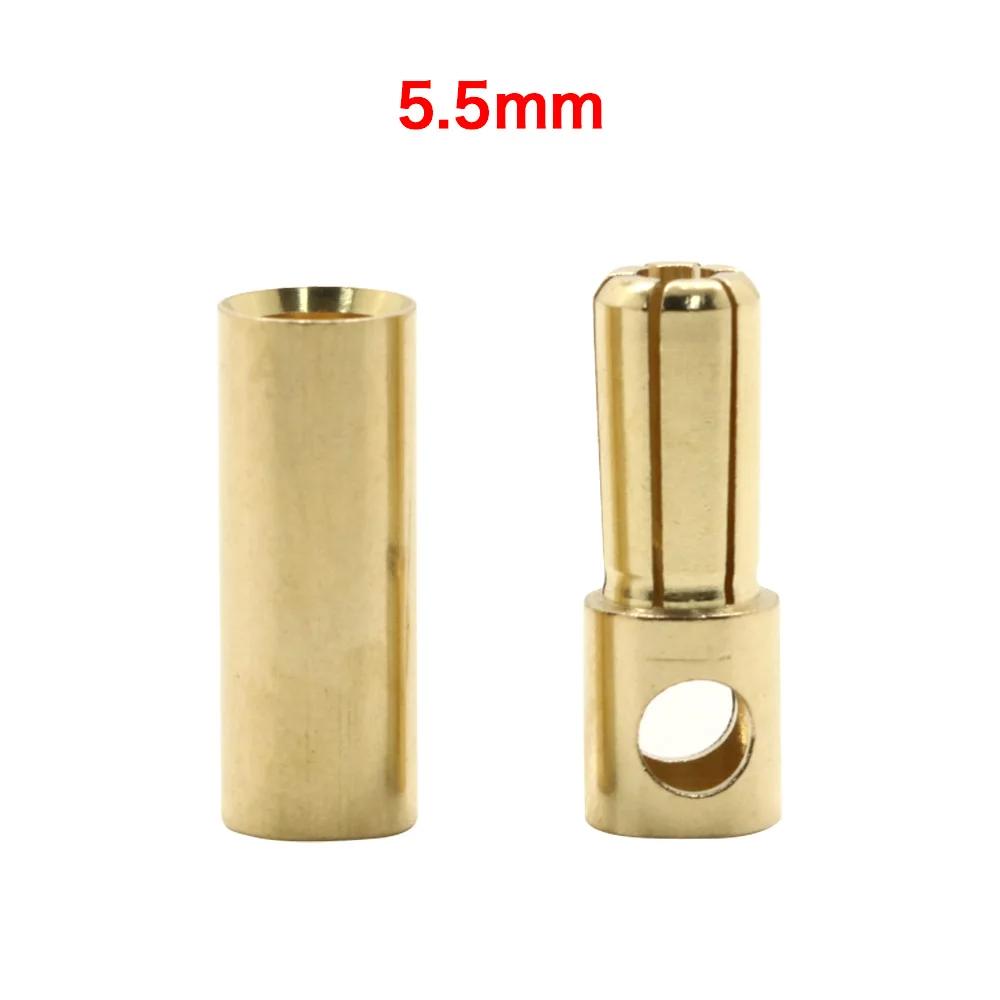 5/10 pairs Gold Bullet Banana Connector plug 2.0mm 3.0mm 4.0mm 5.5mm 6.0mm 8.0MM for ESC Lipo RC battery Plugs Motor DIY