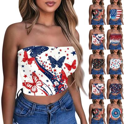 Crop Tops For Women Sexy Cami Tank Summer Tube Sleeveless Printed Camisole Shirt Vest