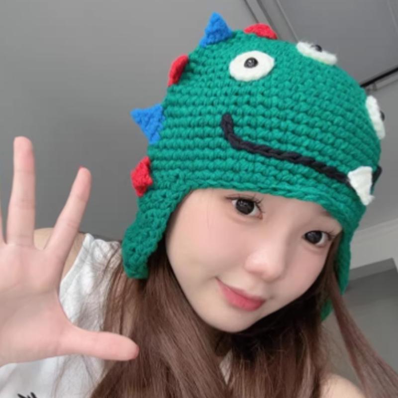 Dinosaurier Muster Hut Warmer Winterhut Unisex Häkelhut Outdoor Strickmütze für den täglichen Gebrauch und besondere Anlässe