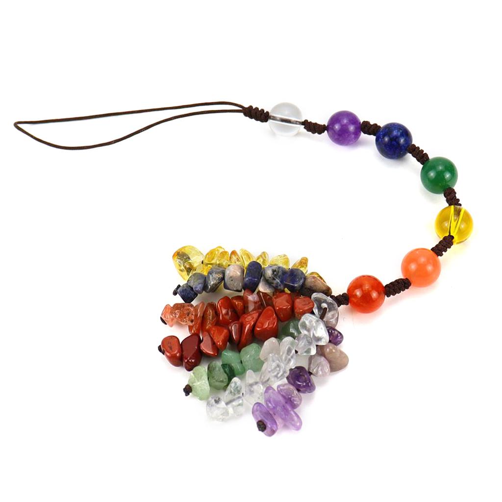 Car Crystal Pendant Natural Quartz Stone Rearview Mirror Ornaments Seven Chakra Heart-shaped Hanging Styling Accessories