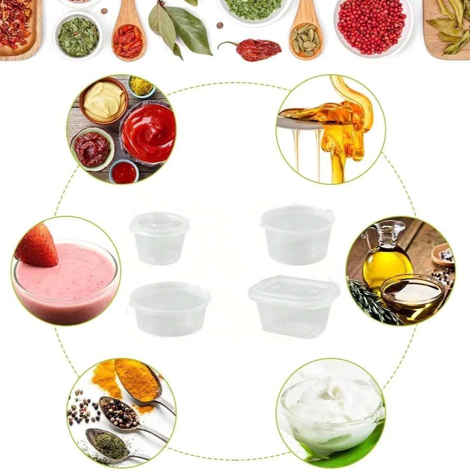 50Pcs Disposable Plastic Sauce Cup With Lids Food Box 25/50/100ml Vinegar Soy Packing Storage Containers Kitchen Organizer Tool