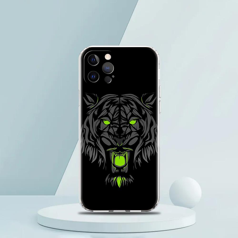Animal Lion Wolf Tiger Case for iPhone 16 15 14 13 12 Pro Max Cover Transparent Soft for iPhone 11 Pro Max 7 8 Plus XS XR Bags