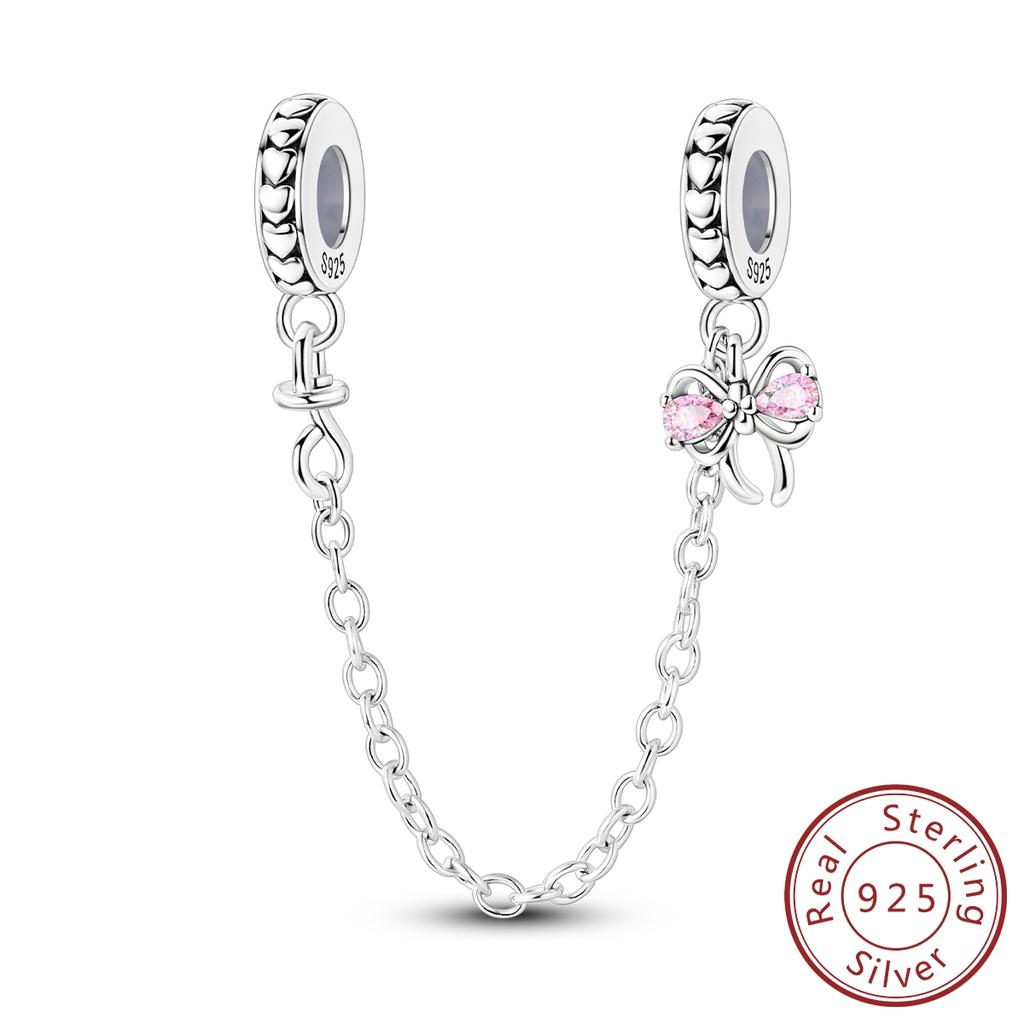 Genuine Copper Love Bow Rubber Plug Safety Bead Elements Decorative Charms Jewelry Creation Suitable For Authentic Bracelet Style Necklace Piece For