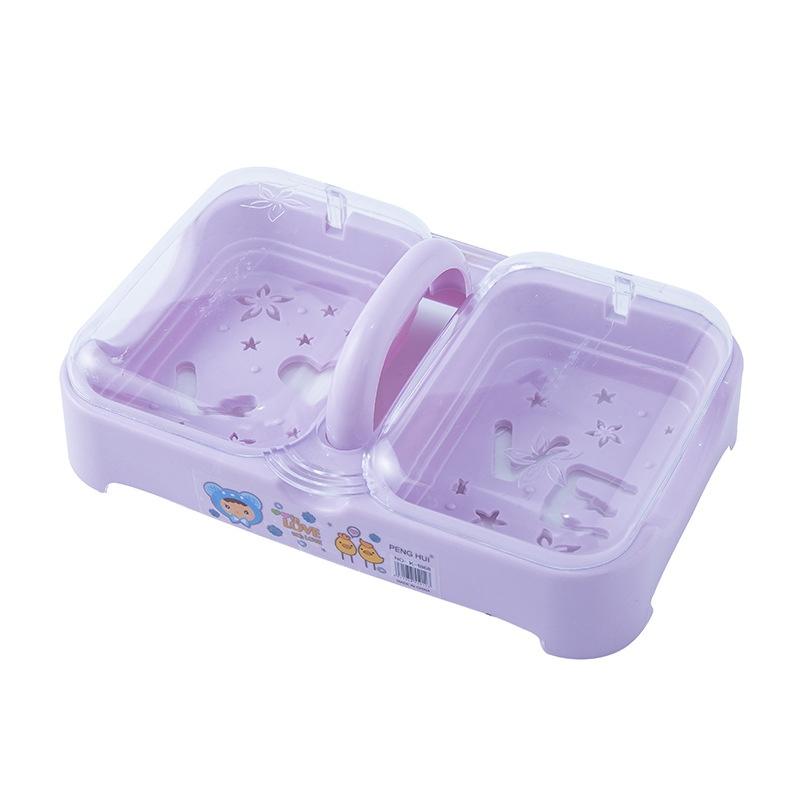 Large Capacity Dual Compartment Soap Dish Portable Shampoo Bar Holder Soap Holder Bathroom Shower With Drainage Layer фиолетовый