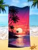 Tropical Sunset Palm Tree Print Beach Towel Quick Dry Microfiber Towel Soft Absorbent Towel for Summer Beach Pool and Travel Use