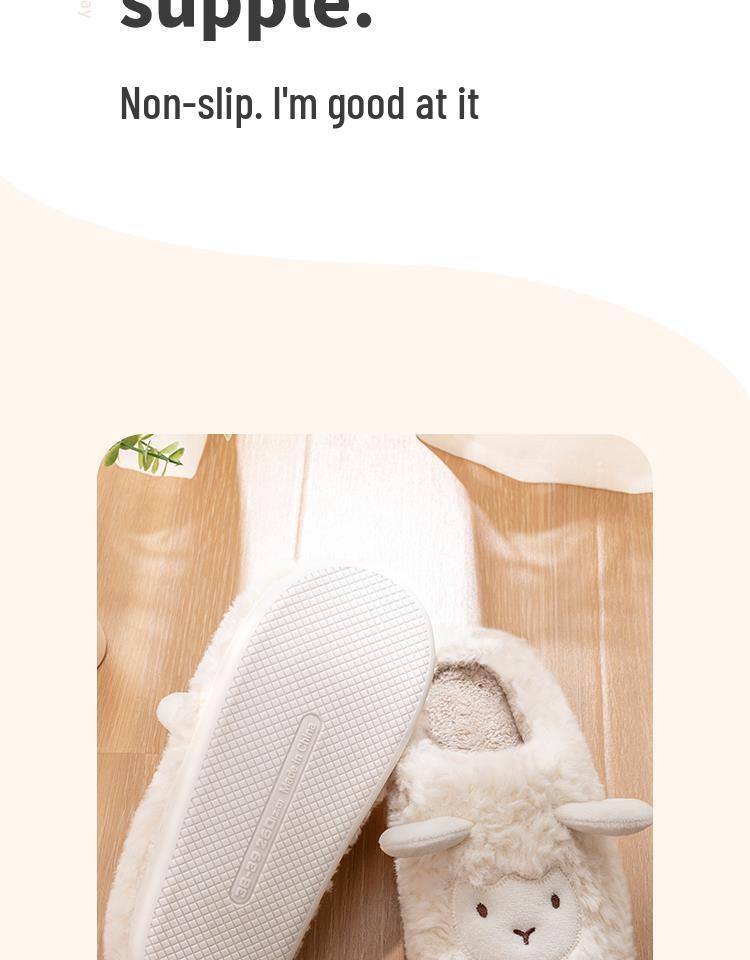 Søte tegneserie plysj tøfler for kvinner og menn - Sklisikre, bomull, varme for høst og vinter