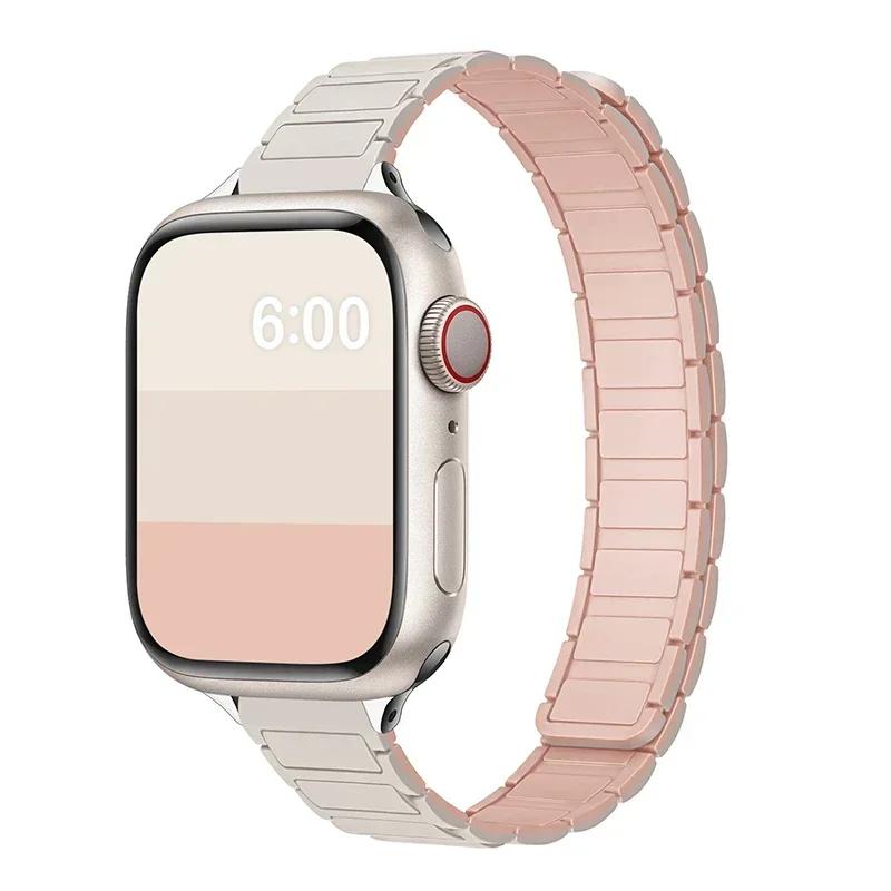Magnetic Silicone Loop Strap For Apple Watch S11 42/46mm 41mm 45 Slim Bands 44mm 40mm 38 Bracelet iWatch SE 10 9 8 7 6 5 4 Ultra1/2/3 49