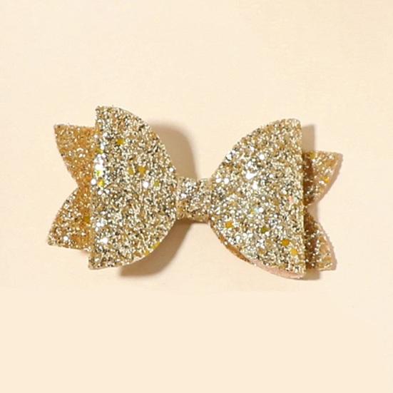 Colorful Hair Accessories for Photoshoots 2Pcs Solid Color Glitter Bow Clip Girls, Double Layer Sparkling Non Slip Clips Children Hairpin, Decorative