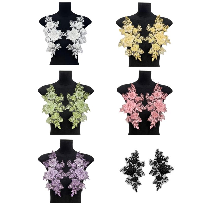 Sewing On Iron On Flower Patches with Sequins Embroidery for Easy Crafting Projects Polyester