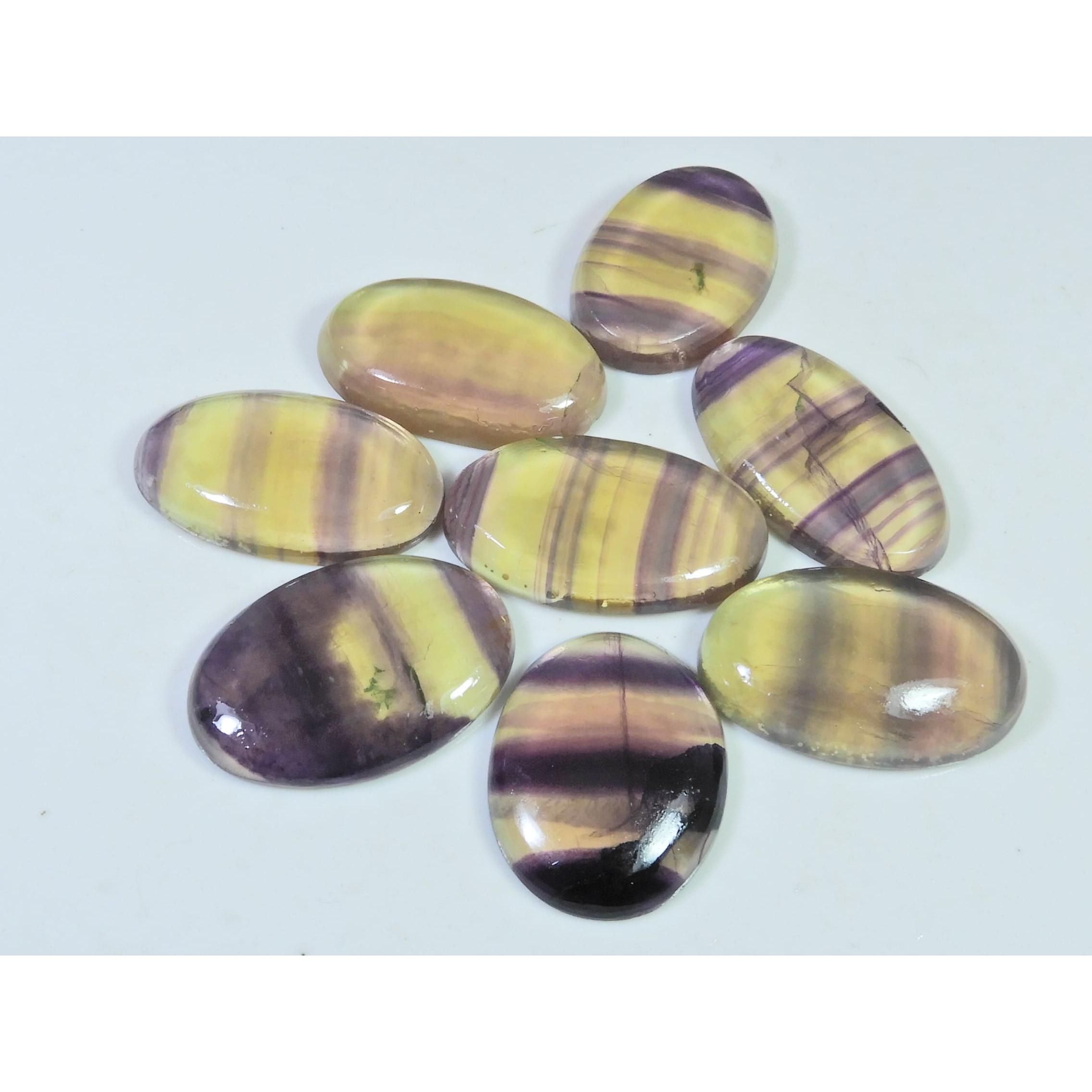 283Cts. Natural Rainbow Fluorite Oval Cabochon Loose Gemstone 08 Pcs Lot C-915