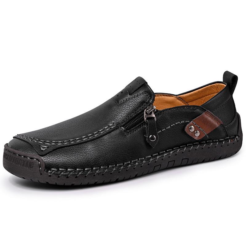 Men s Spring Slip-On Loafers - Hand-Stitched, Large Size, Casual One-Piece Shoes 44