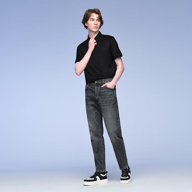 HLA Black Whale Men's Loose Slim-Fit Cropped Jeans