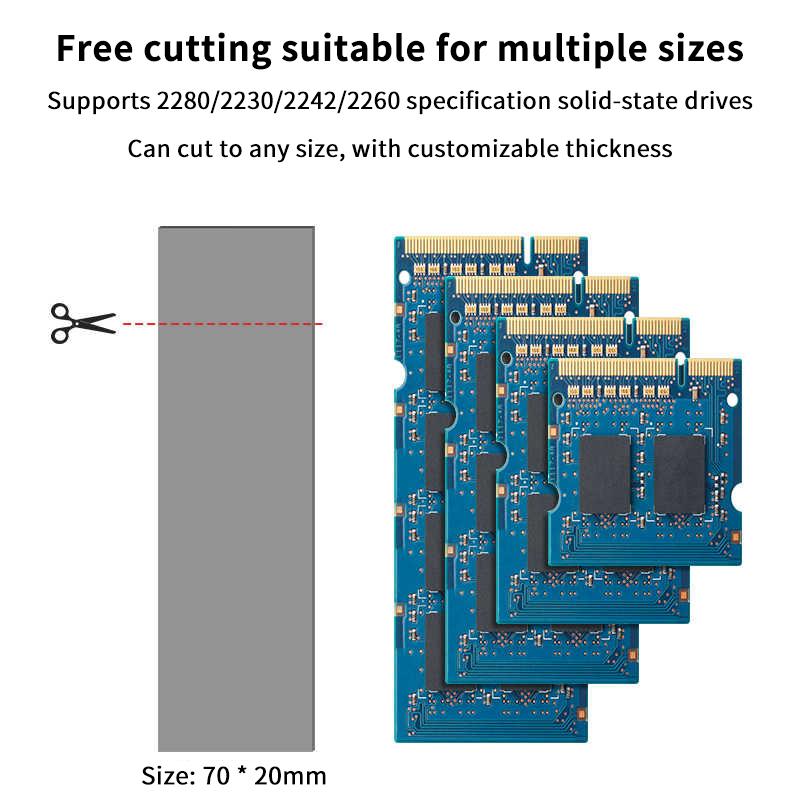 2 vnt. 15W M.2 terminių pagalvėlių laidžios pagalvėlės lakštas 0,5/1,0/1,5 mm silikoninė SSD terminė pagalvėlė lipni izoliacinė terminė pagalvėlė nešiojamam kompiuteriui