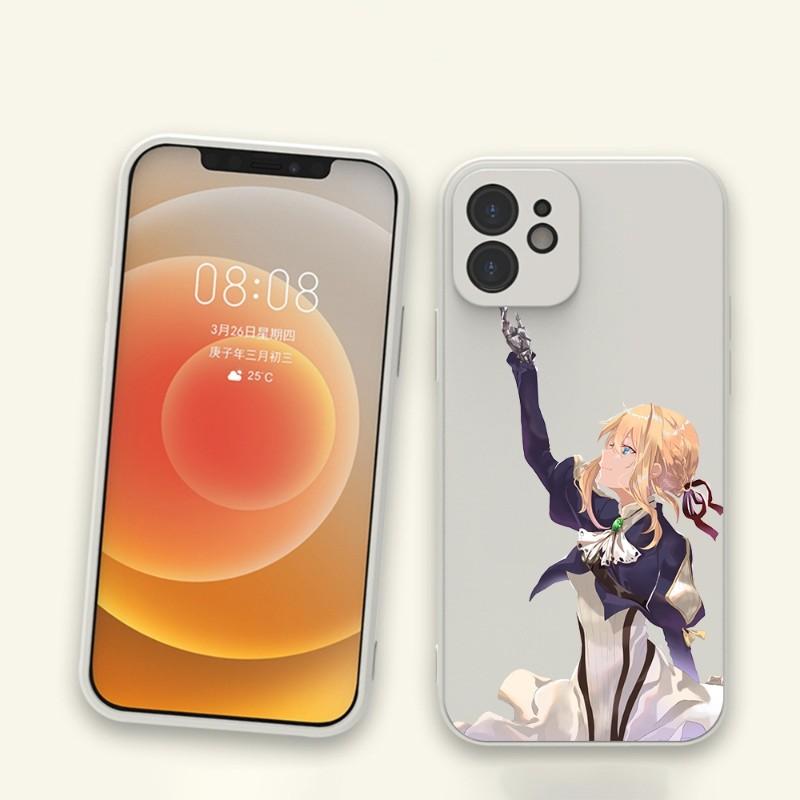 Violet Evergarden Phone Case For IPhone 11 12 13 Pro Max X XR XS Max 6 6S 7 8 Plus SE 2022 Liquid Square Color Phone Cover