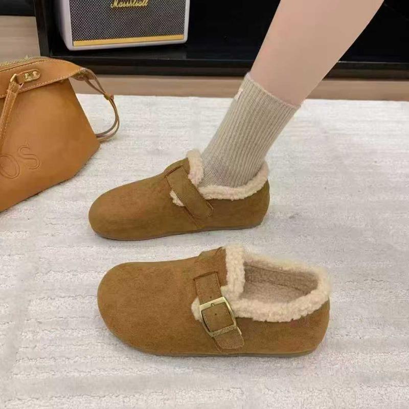 

Fleece women s flat bottom one pedal Doudou women s shoes new warm maternity cotton shoes winter 40 верблюд
