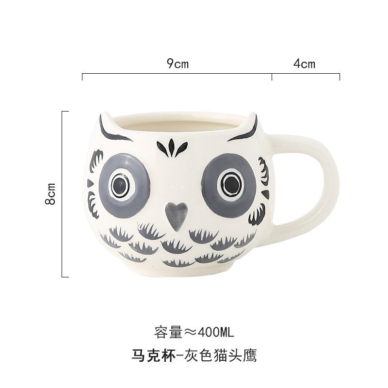 Hand-painted Cartoon Animal Ceramic Mug Creative Breakfast Oat Milk Cup Afternoon Tea Coffee Cup Home Drinking Set Wedding Gift
