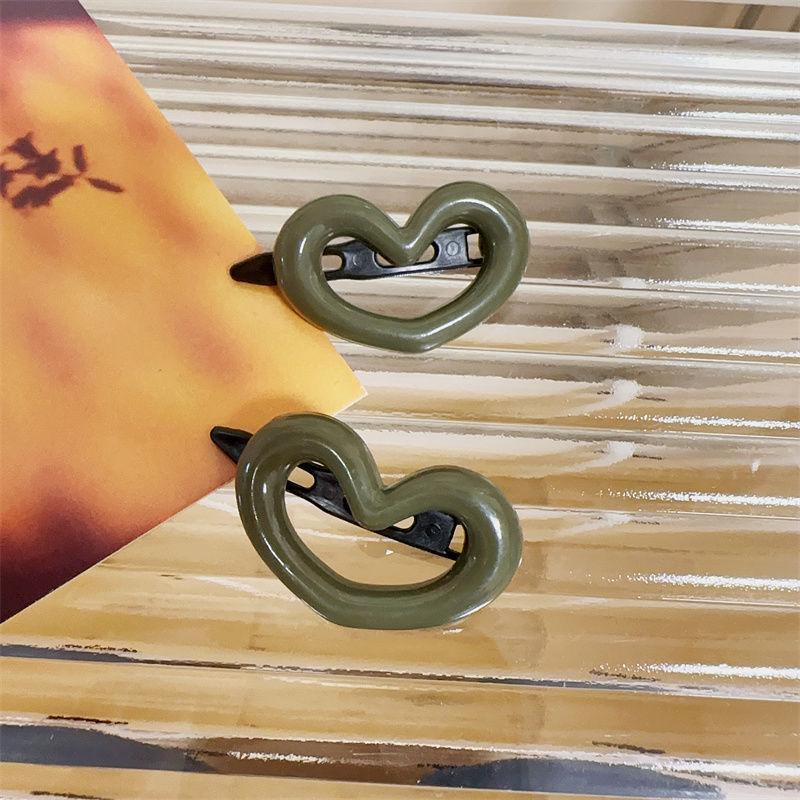 Korean Cute Candy Color Heart Duckbill Hair Clips for Bangs