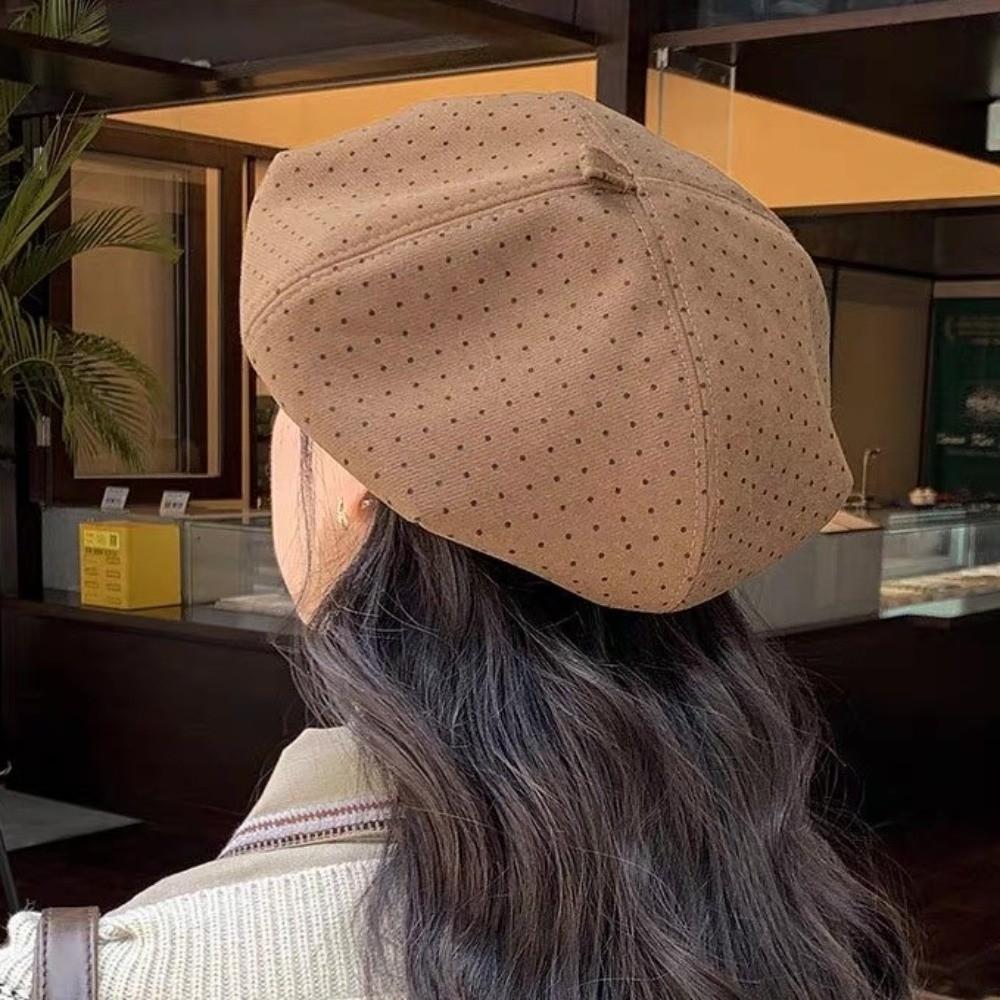 Keep Warm Women Painter Hat Cotton Women Octagonal Cap Fashion Polka Dot Beret Hat  Girl