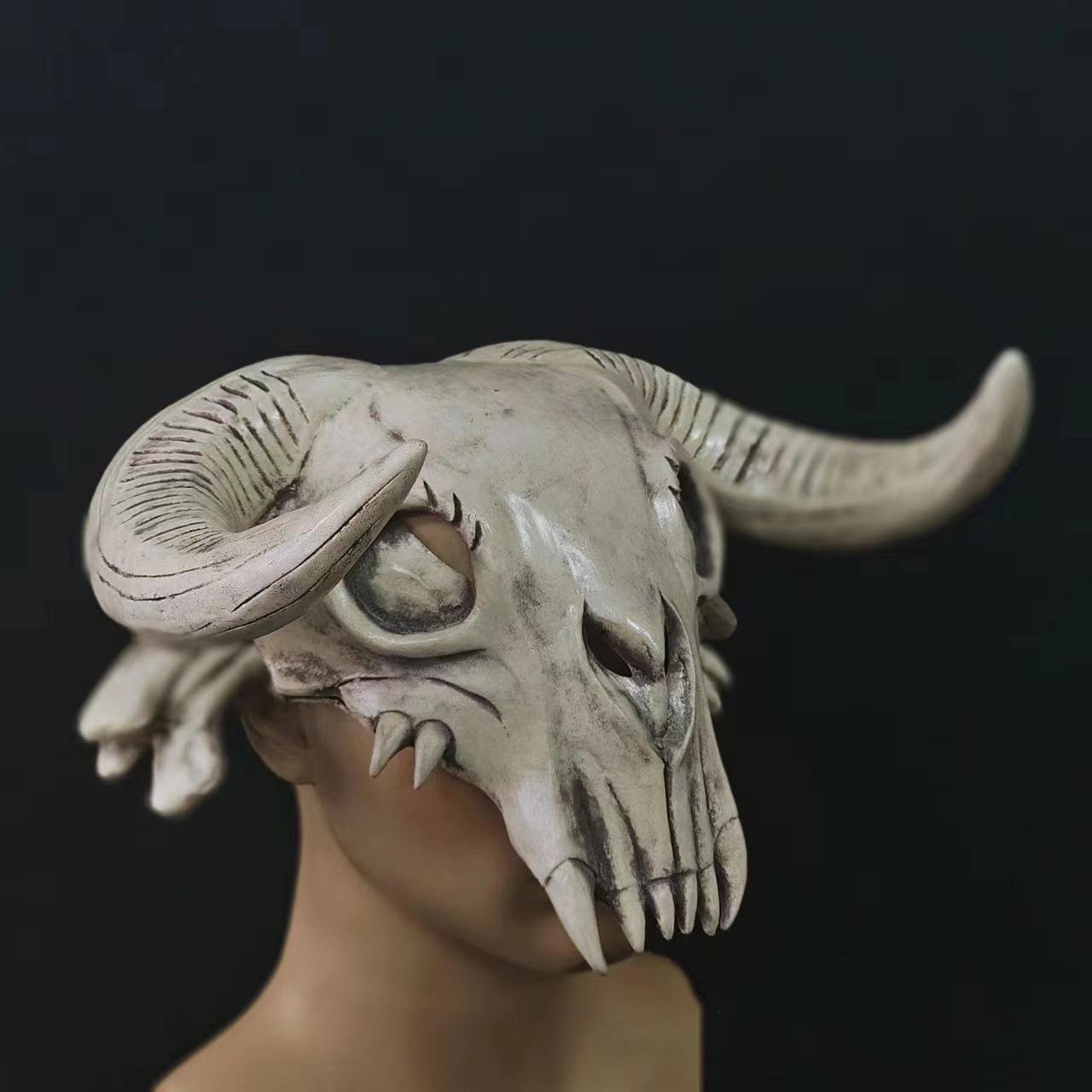 Skull Bull Head Latex Mask One size fits all adults бежевый