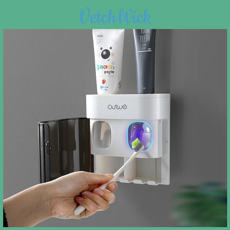 Wall Mounted Toothpaste And Toothbrush Holder With Magnetic Closing Function For Convenient Oral Care