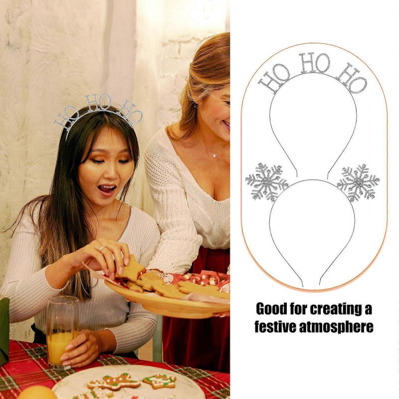 Snowflake Christmas Hairband Xmas Party Decor for Decoration 2Pcs Silver