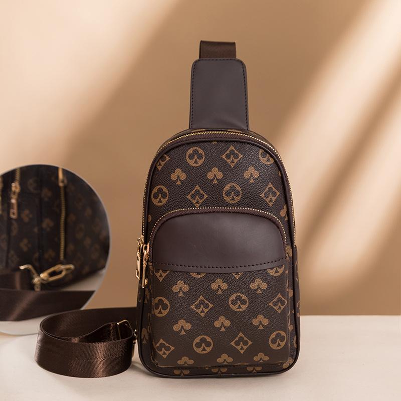 

Женская нагрудная сумка модная новая мягкая кожа кроссбоди мужская нагрудная сумка модная и повседневная легкая большая вместимость поясная сумка темно-коричневого