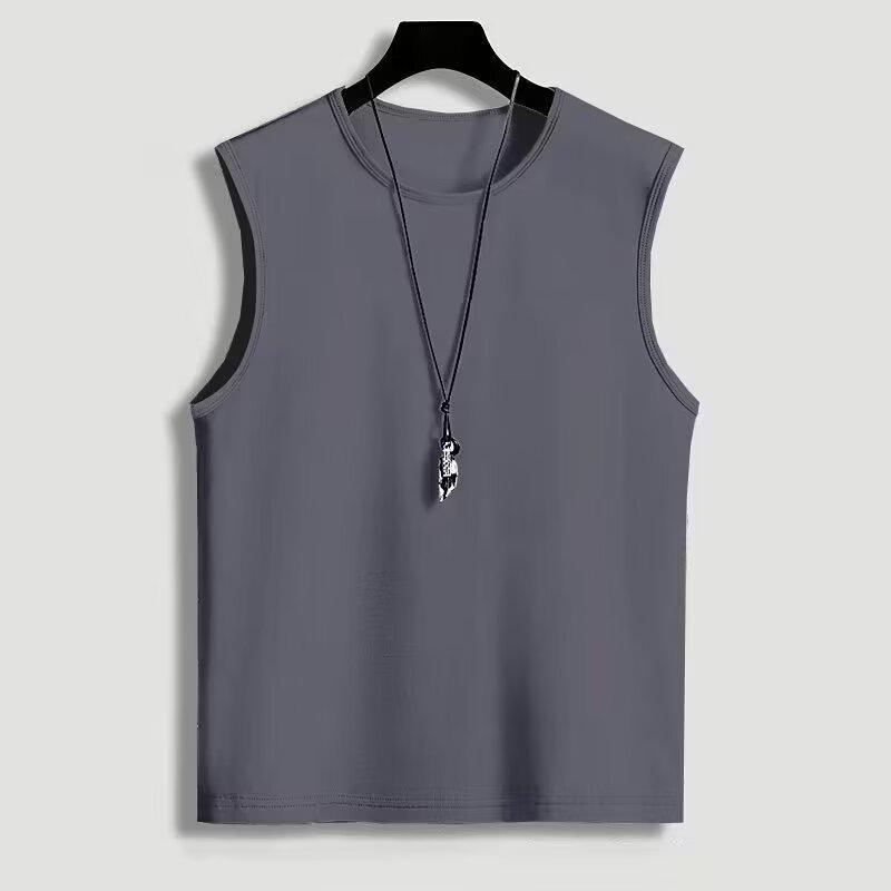 

Мужской модный летний спортивный жилет без рукавов - повседневный свободный крой для студентов и мальчиков 5XL темно-серого