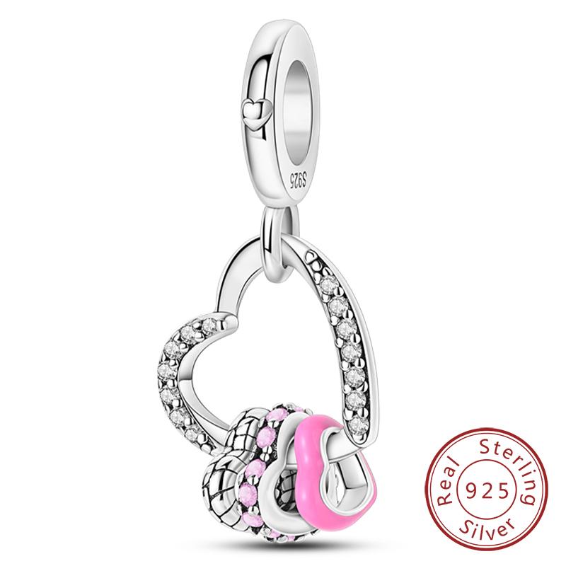 Silve Charms Beads Forever Love Heart Sister Family Life Charms Dangle For Bracelet Woman Jewelry Gifts