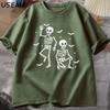 Halloween Skeleton Candy T Shirt Funny Spooky Season Graphic T Shirts Dark Humor Tee Casual Cotton Short Sleeve Round Neck Top