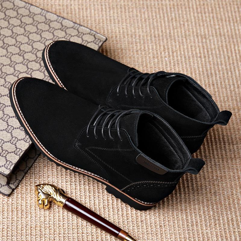 Mode Herren Casual Kuhveloursleder Stiefel Schnürschuhe Schwarz Braun Schuhe Party Bankett Kleid Cowboy Stiefelette Outdoor Wüste Kurzstiefel