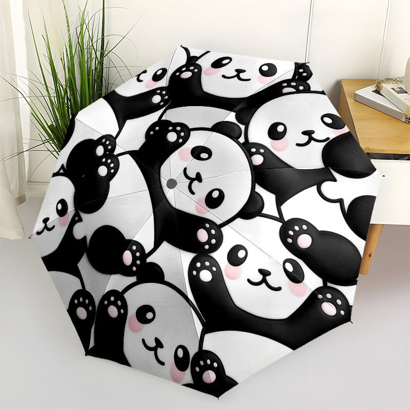 1pc Panda Cute Automatic Folding Umbrella, Heavy Duty 8 Rib Iron Frame,  Suitable for Travel, Daily Use, Birthday, Decor Gift  41
