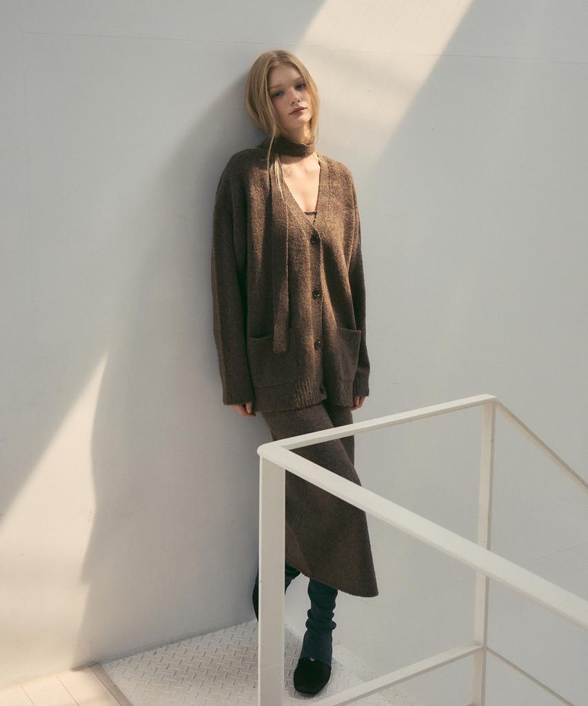 Citta Soft Wool Over Hairy Knit Cardigan_Ctk234(Brown)