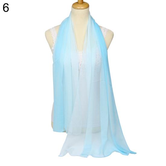 Fashion Gradient Color Voile Scarf Women Lightweight Soft Long Neck Wrap Shawl