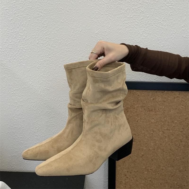 Women Cowboy Boots 2026 Autumn Comfortable Anti Slip Outdoor Fashion Short Boots Frosted Suede Retro Anti Slip Botas Mujer