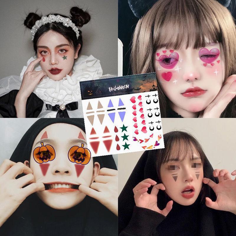 Halloween Kids' Waterproof Cartoon Tattoo Stickers - Cute Pumpkin, Ghost, and Skull Designs for Face Makeup