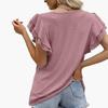 Summer Double Layers Ruffles Sleeve Blouse 2023 Sweet Women Short Sleeve Fashion Hollow Out Tops Shirt Casual Clothes 24715