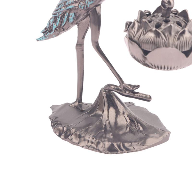 Crane Incense Burner Holder Stove Lotus Incense Burner Antique Alloy Lotus Hanging Stove Tea Ceremony Craft Household Decoration
