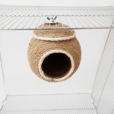 Woven Bird Nest Bite Resistant Decorative Hemp Coconut Shell Handcrafted Parrot House for Budgies