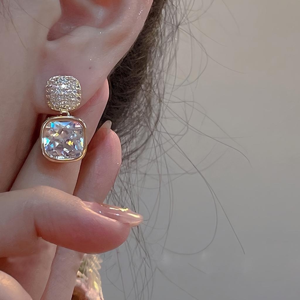 Rhinestone Drop Earrings for Women, Luxury Vintage Dangle Jewelry Zinc Alloy Bling Bling
