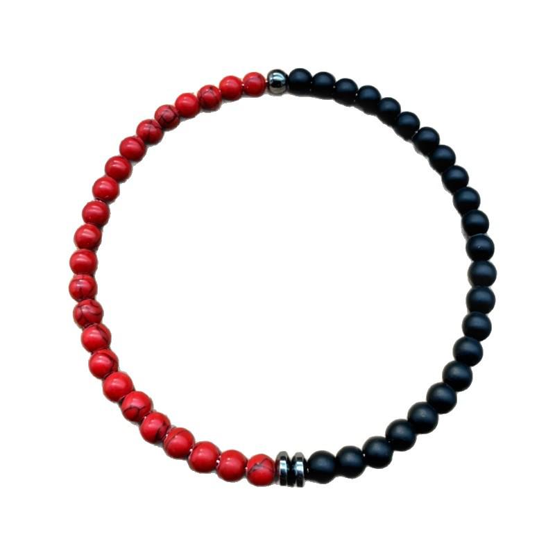 Volcanic Stone Frosted Turquoise & Black Agate Bead Bracelet