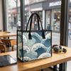 Vintage Wave Print Casual Tote Bag Daily Use Shoulder Bag Stylish Handbag for Women Outdoor Travel Commute Bag