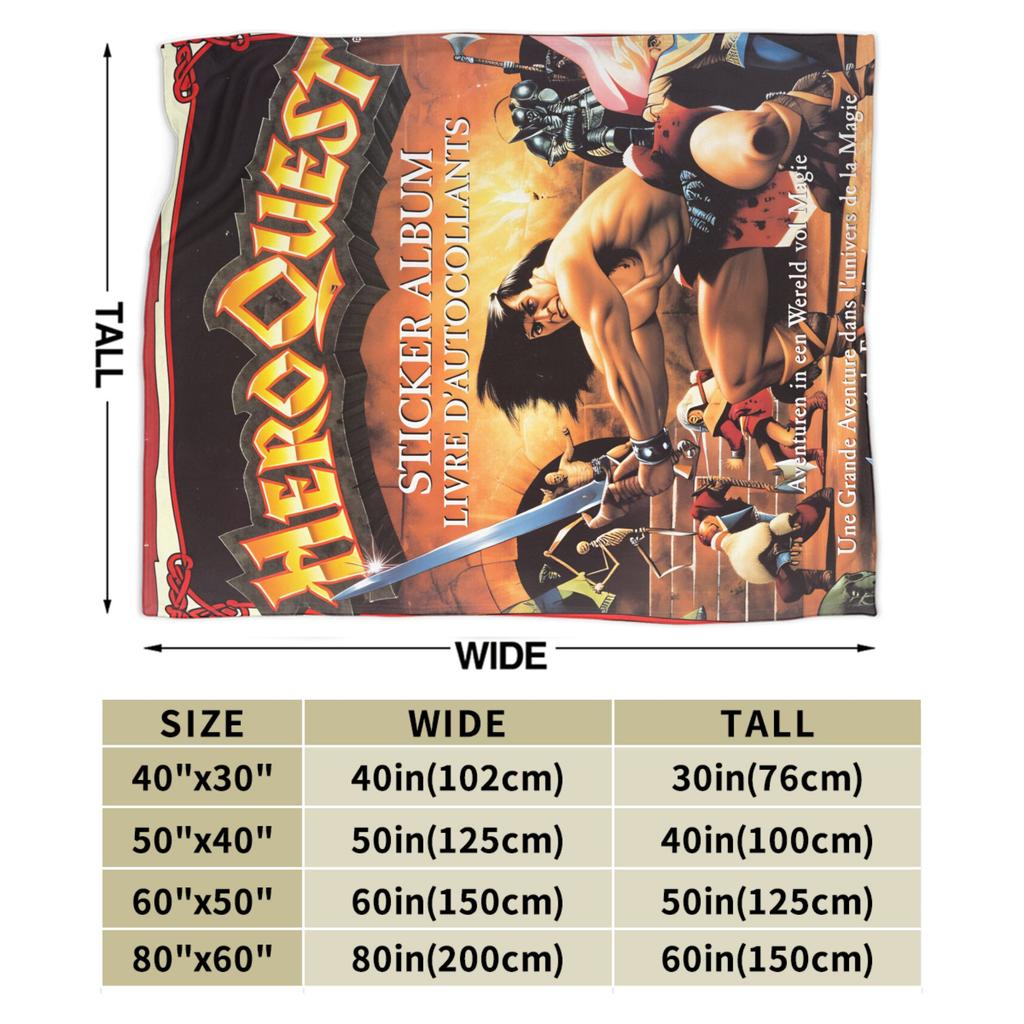 Heroquest Game 90s Flannel Blanket Retro Card Super Warm Throw Blanket for Outdoor Airplane Travel Bedspread Sofa Bed Cover