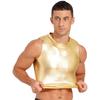 Mens Metallic Sleeveless Vest Faux Leather Crop Top Wet Look Clubwear Street Fashion