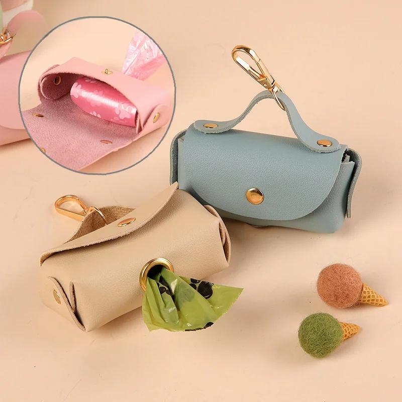 Organizator portabil pentru sac de caca de câine, elegant, pentru animale de companie, suport pentru sac de caca de câine din piele, cu dispenser pentru saci de câine, consumabile pentru animale de companie