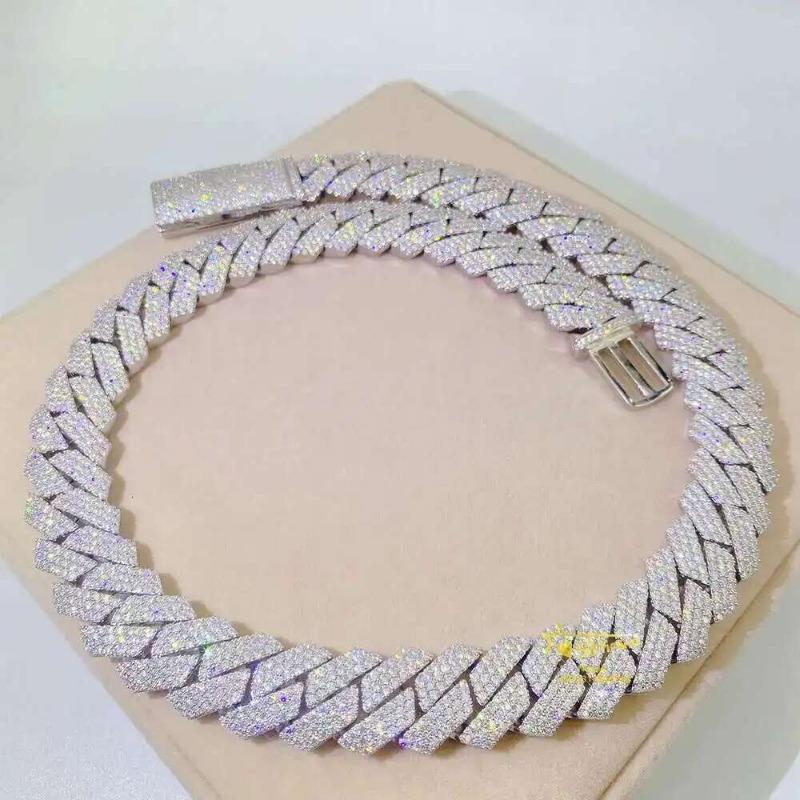 Hip Hop Accessory 15mm Wide  Necklace Copper Zircon Ice Cold Fashionable Heavy Necklace For Men And Women