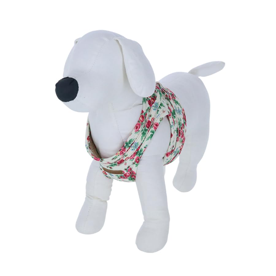 

LAURA ASHLEY Flower Harness Floral Pattern Dog Body Brand Adjustable Easy to Put On and Take Off Harness, Belt, Name, Size, Training, Walking, слоновая кость