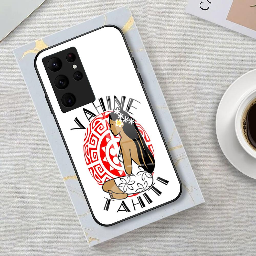 H-Hinano Tahiti Girl Beach Phone Case For Samsung S26 S25 Edge Ultra 23 22 21 20 Ultra Plus S24 Fe Glass Cover