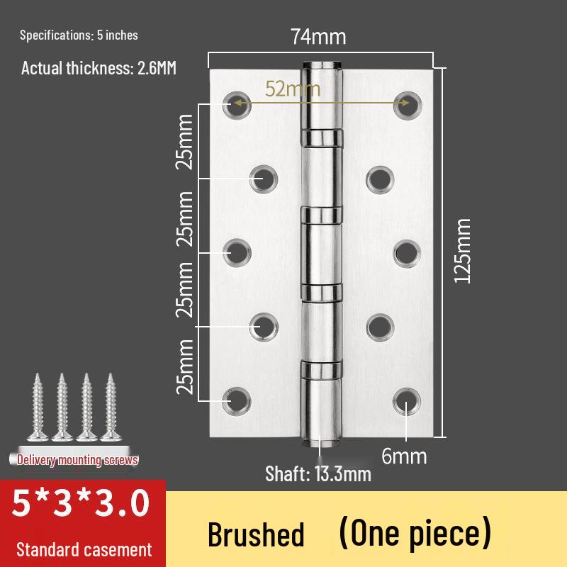 304 Stainless Steel American-Style Widened Hinge for Wood, Metal, and Fire Doors