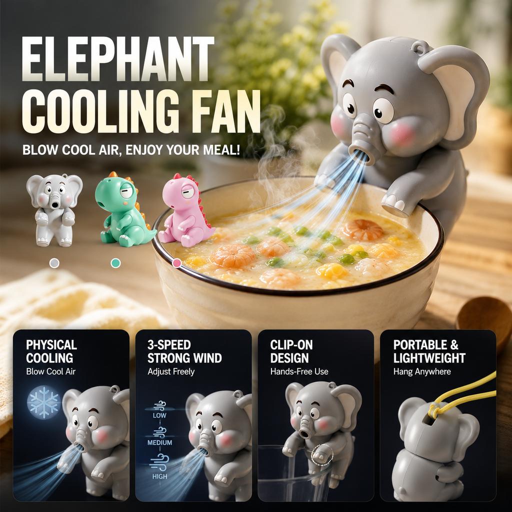 Mini Cartoon Food Cooling Fan 3 Speed Adjustable Cup Hanging Design Low Noise Rechargeable Portable Baby Meal Cooler Fan